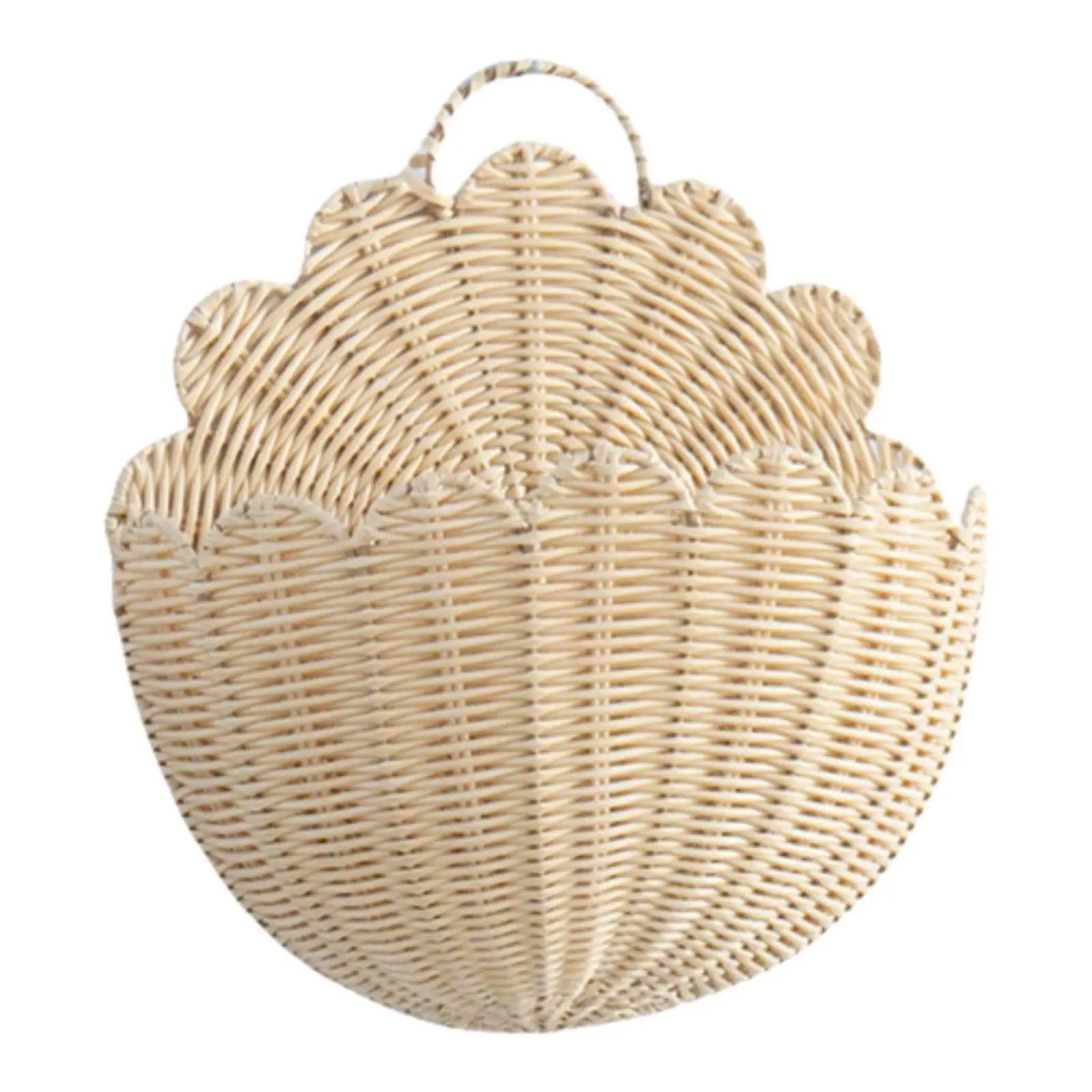 Handmade Woven Hanging Wall Basket Rustic Storage Basket Organizer Rattan Look Wall Hook for Living Room Bedroom Home Decor