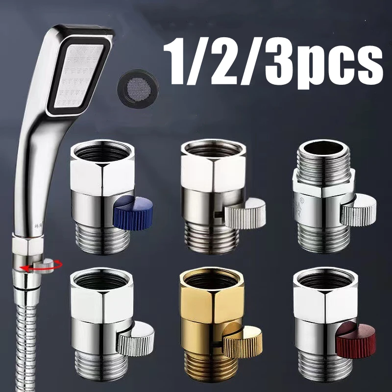 1/2/3pcs Bathroom Shower Brass Junction Water Flow Control Valve Straight through Shu -off Angle Valve Bath Water Tap Accessory