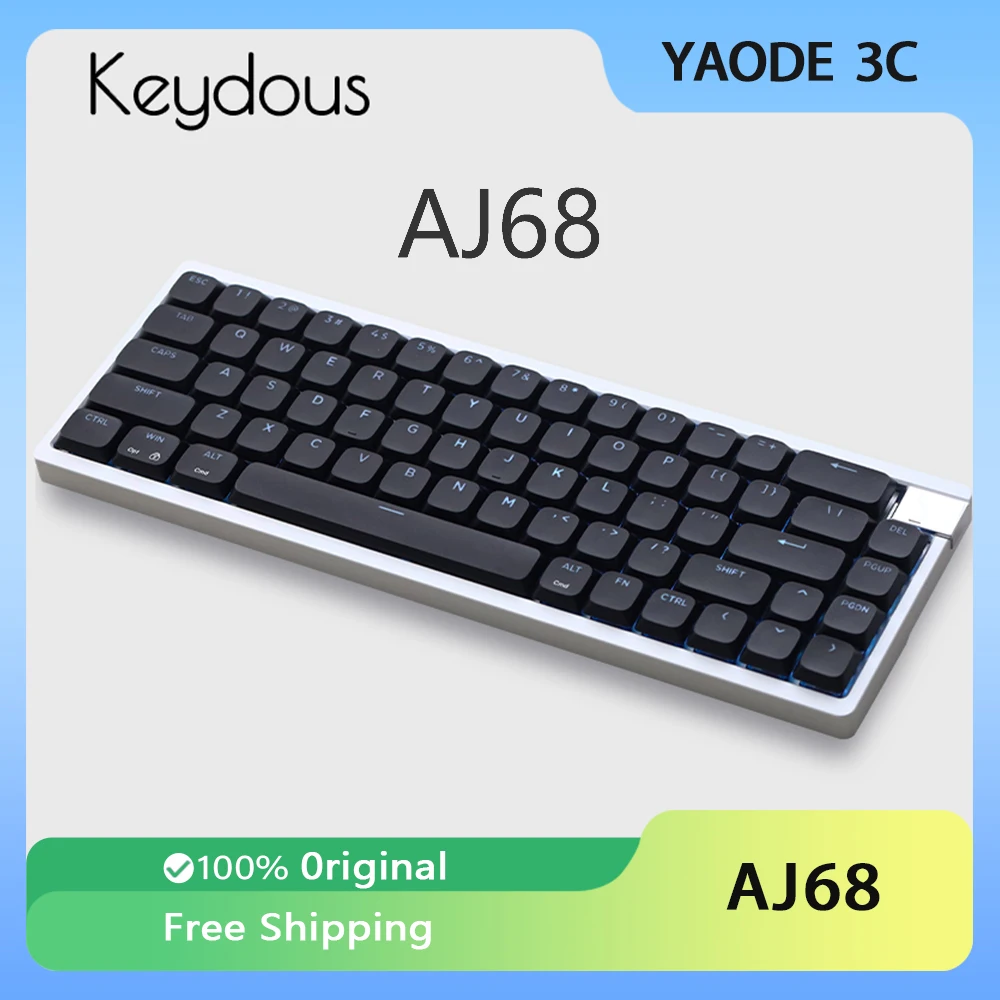 

Механическая клавиатура Keydous AJ68, низкопрофильная беспроводная трехрежимная прокладка, пользовательская полноклавишная программируемая офисная геймерская клавиатура MAC