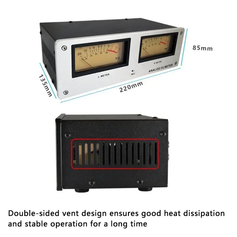

MIC-73 Voice-Activated Square VU Meter LED Warm Backlit Aluminum Alloy Panel Level Meter without Wiring for Audio Equipment