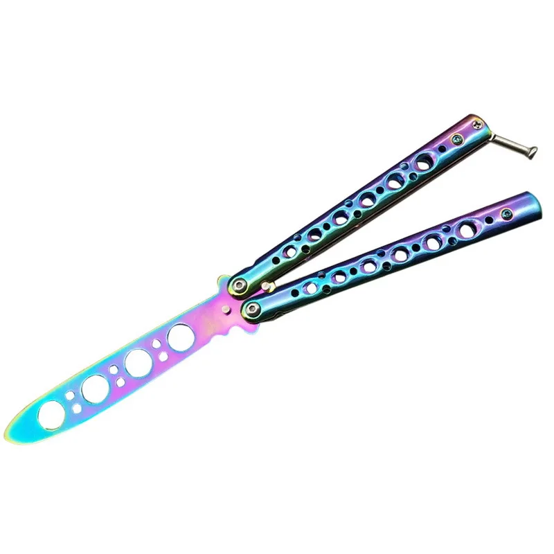 Portable Practice Butterfly Knife Alloy Steel Foldable Training Knives Transformable Outdoor Unedged Butterfly Knife for Game