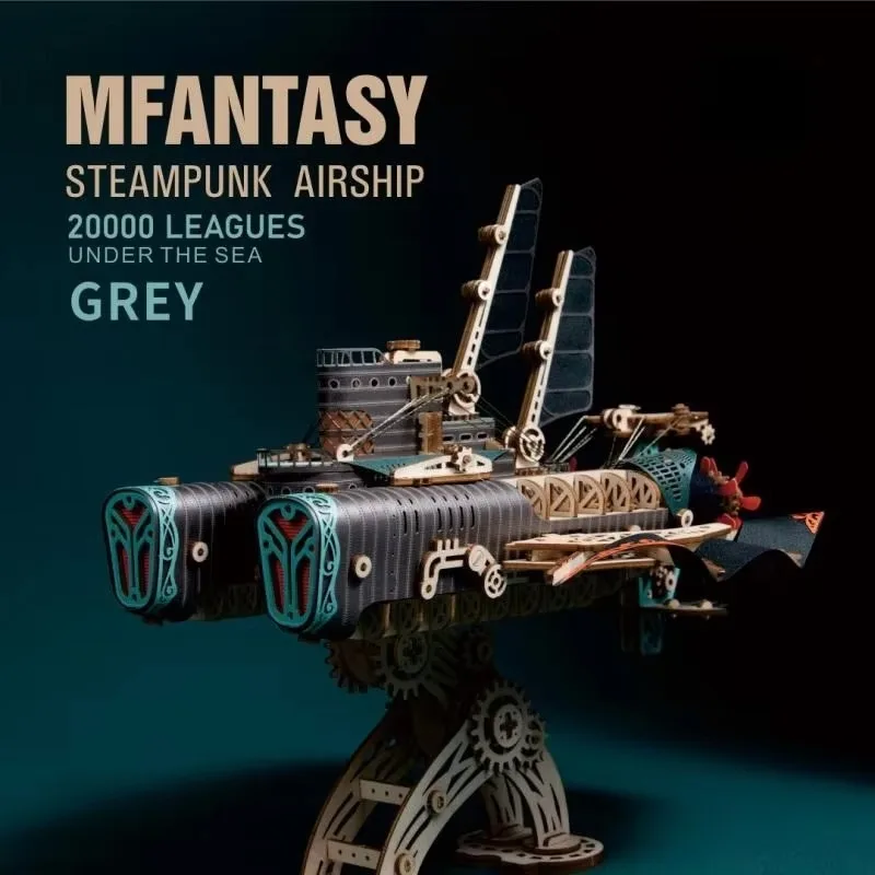 DIY 3D Wooden Puzzle Steampunk Airship Model Building Block Kits Submarine Handicraft Masterpiece Assembly Toy Children Gift