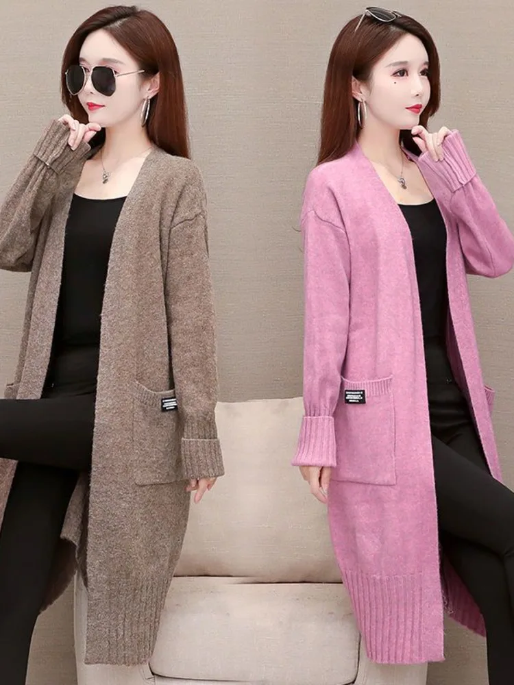 Nuovo Cardigan con scollo a v manica lunga da donna tinta unita moda morbida ed elegante giacca lavorata a maglia di base Streetwear top Cardigan