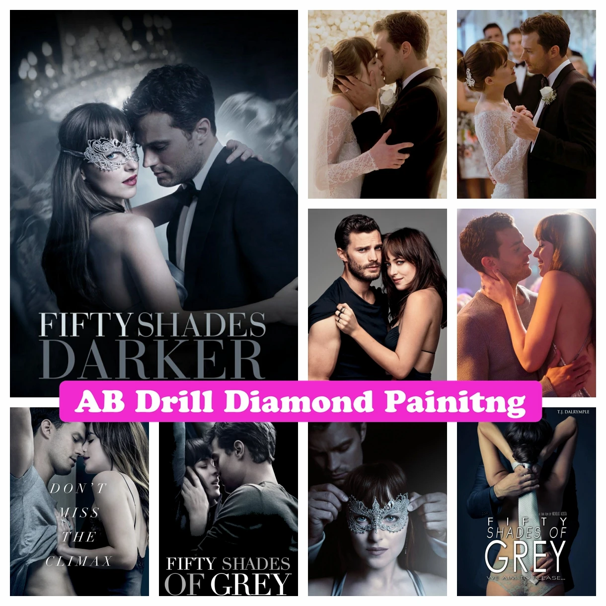 

Fifty Shades of Grey 5D DIY AB Drill Diamond Painting Mosaic Embroidery Movie Pictures of Rhinestones Cross Stitch Home Decor