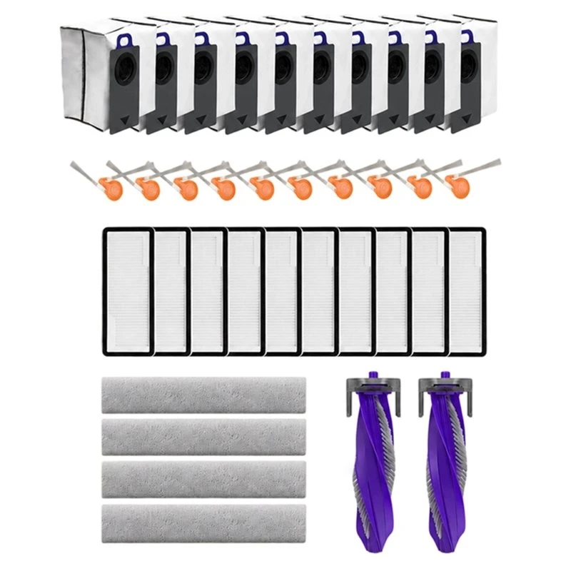 Replacement Accessories For Narwal Flow 2 Standard Dock Vacuum Cleaner- Main Side Brush, HEPA Filter, Mop Cloth-Y48A