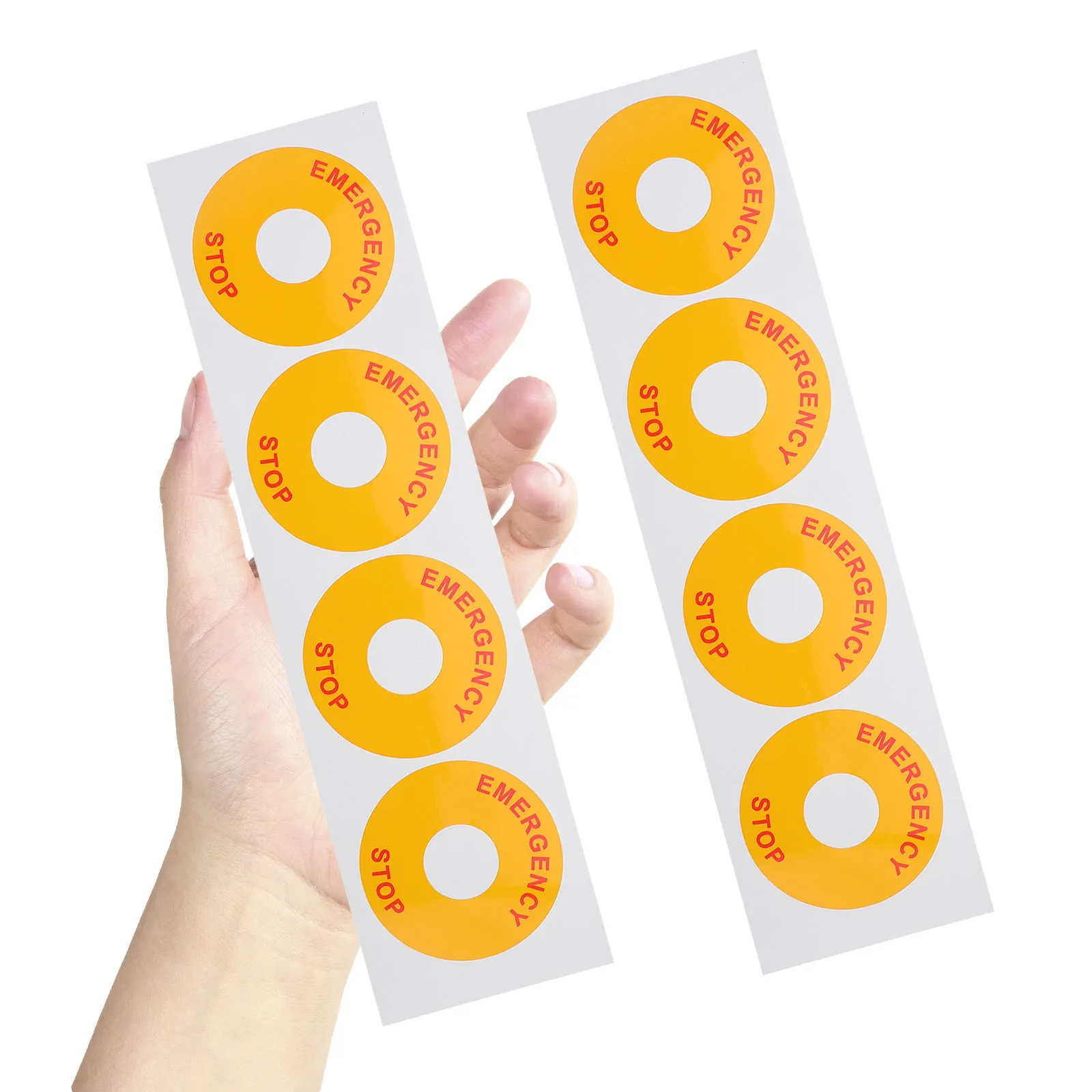 8Pcs Power Equipment Warning Label Sticker Easy Stick Emergency Stop Sign Decal for Warehouse Factory Office School Gym Use