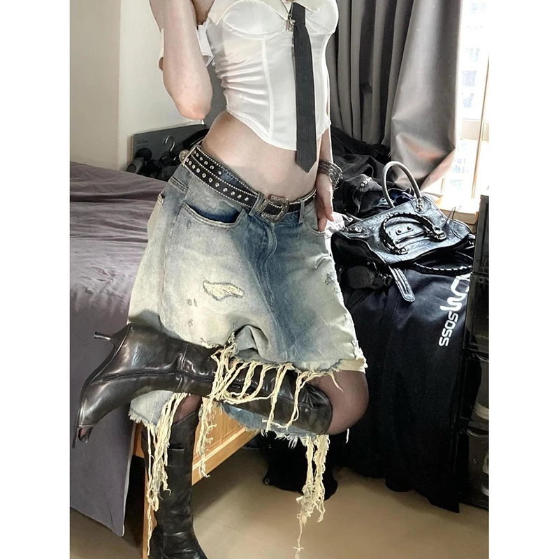 

Women Vintage Loose Ripped Jeans American Retro Harajuku Y2K Emo Trashy Denim Pants Female Streetwear Kpop Baggy Washed Trousers