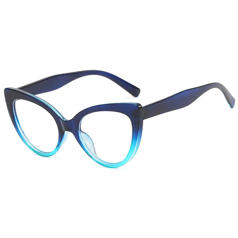 Fashionable Lady Large Cateye Reading glasses Women Blue cut Reader CR39 Lenses Bicolor Presbyopia Eyewear +500 +600