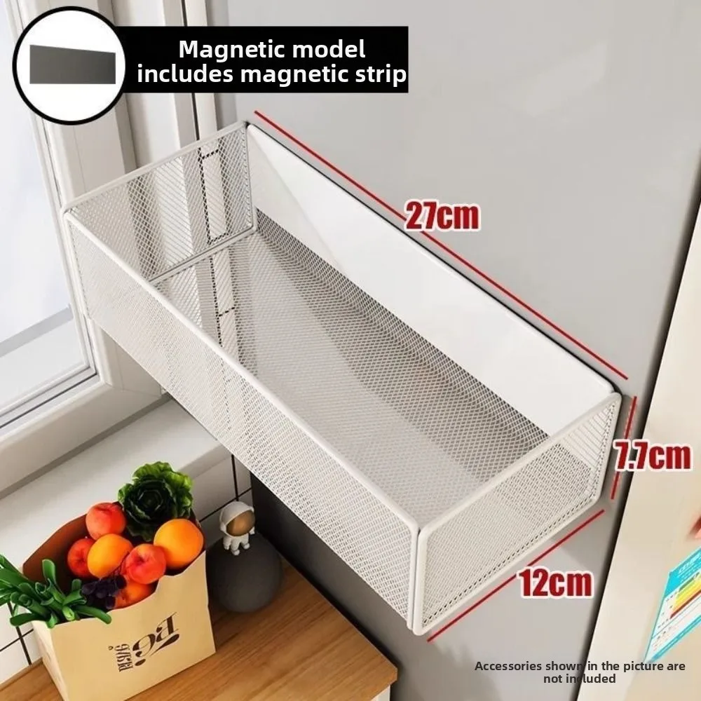 Neuer Metall-Magnetkorb-Organizer, platzsparende Aufbewahrungsbox für den Haushalt, Kühlschrankregal mit großer Kapazität – Detail 2