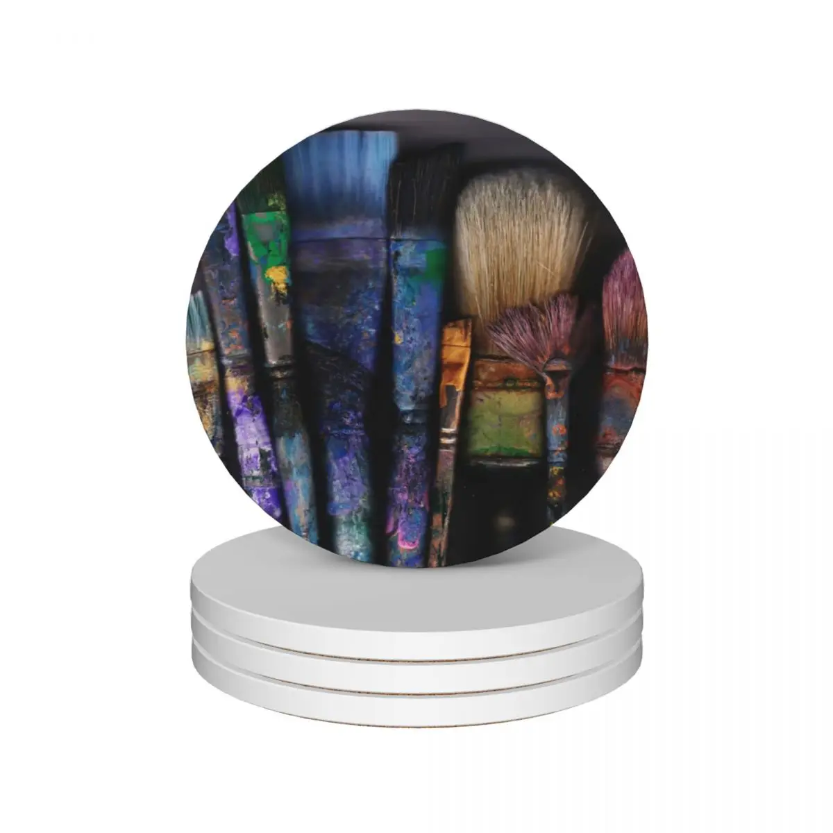 

More of My Favorite Paint Brushes Ceramic Coasters (Set of 4) cute tile kawaii black Coasters