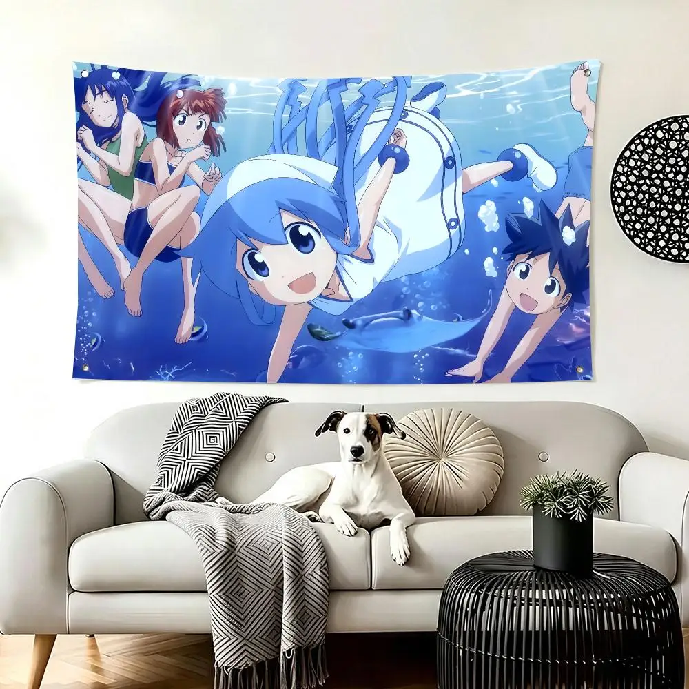 Japanese Anime S-Squid Girl Flags  For Living Room Home Dorm Decor Wall Outdoor Camping Party Banner Gifts