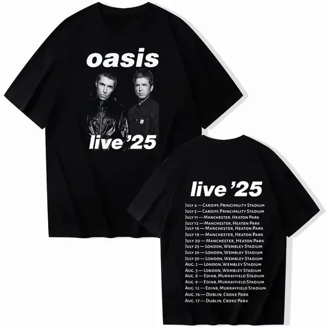 2025 Vintage OASIS Live 25 Tour T-shirt Men's Woman Casual Cotton T-shirt Clothes Hip Hop Streetwear Short Sleeve Tees Fans Gift
