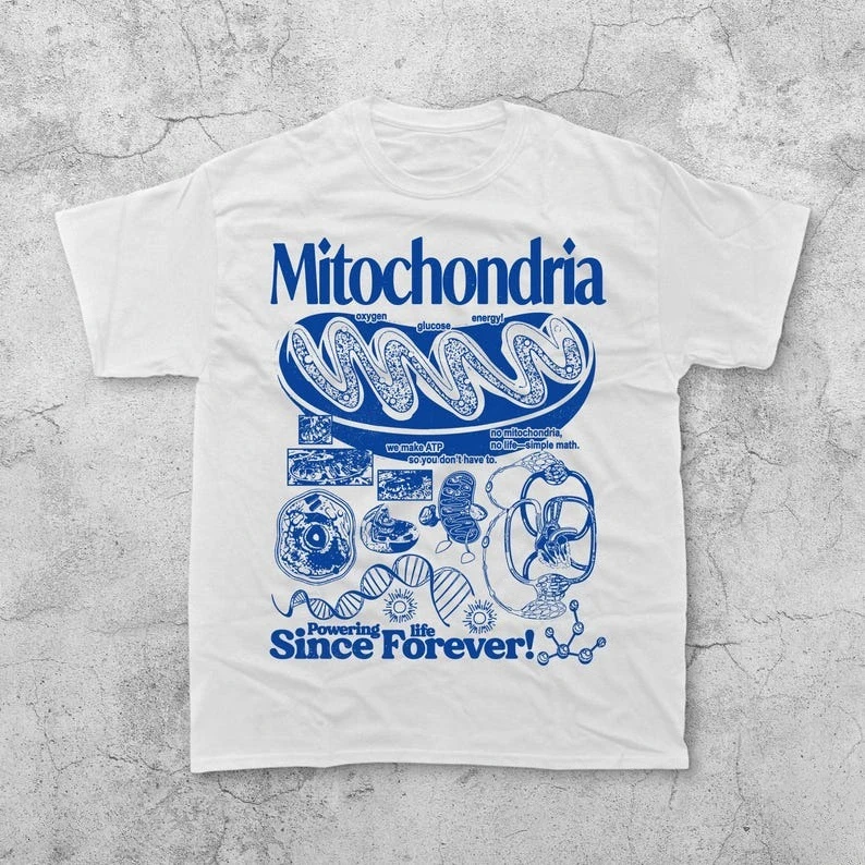 Hot Sale Mitochondria Vintage Science T-shirt Retro Biology Graphic Tee 90s Academic Cell Diagram Tee Men Women Vintage T-shirt