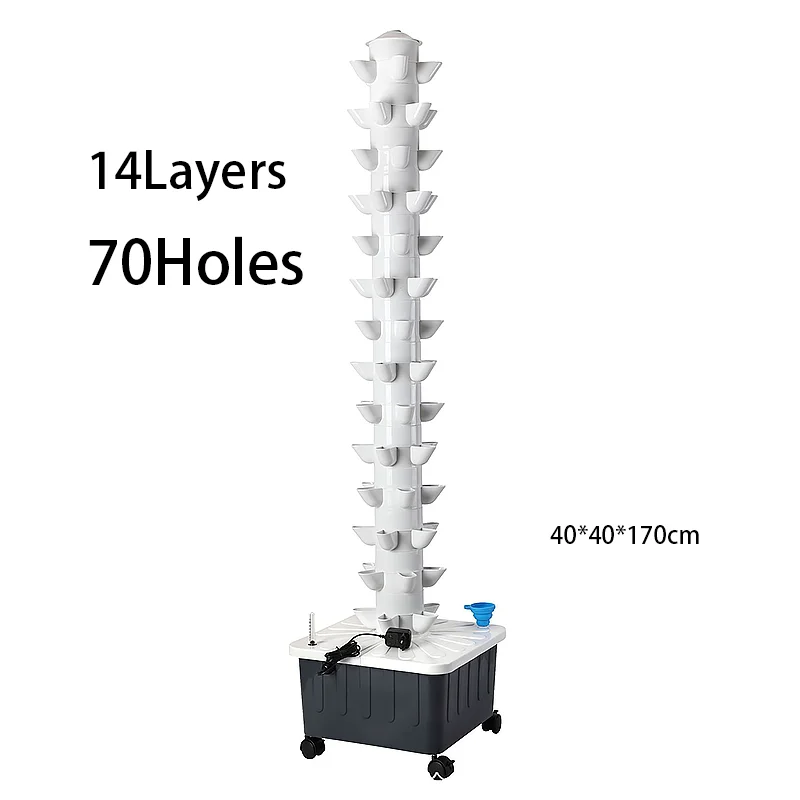 Verticale Hydroponics Growing System Hidroponia Garden Vertical Tower 14 Layer 70 Holes Torre Idroponica
