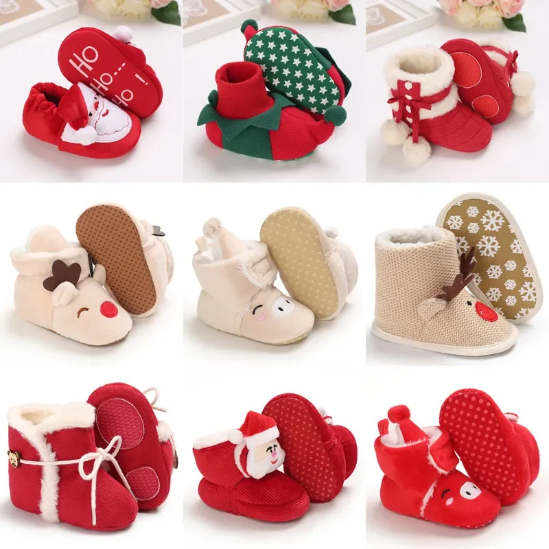 

Warm Soft Shoes Baby Toddler First Walkers Winter Baby Boys Girls Shoes Xmas Cosplay Cute Cartoon Kids Animal Shoes