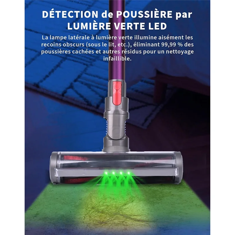 【ABODE】Replacement Brush Head For Dyson V7, V8 V10, V11 V15 Floor Brush With LED Green Light Vacuum Cleaner Parts