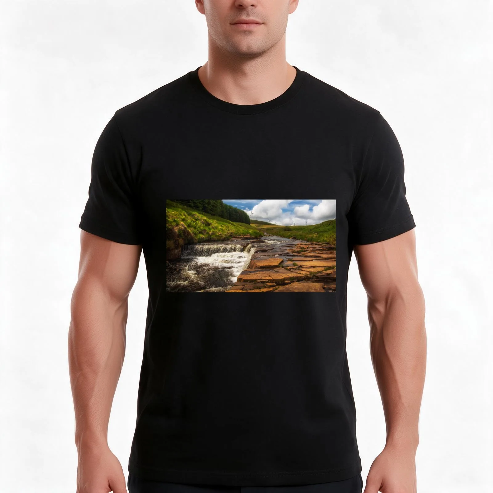 Maerdy Stream T-Shirt, Summer Casual Cotton Tee, Oversized Streetwear Tops, Vintage Graphic Print, Loose Fit Short Sleeve