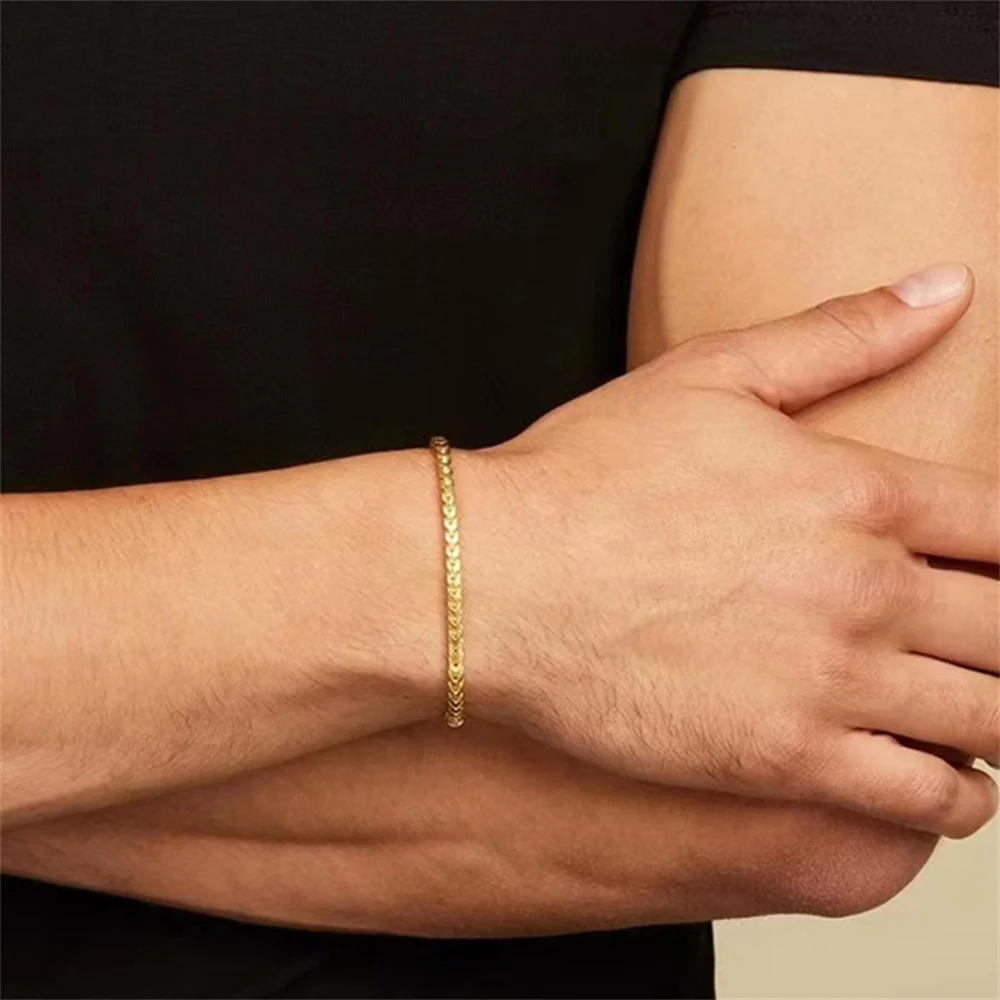 3mm Edelstahl Geometrisches Quadratisches Kubanisches Armband Einfaches Herrenarmband Trendiger Schmuck Armband für Damen Accessoires – Detail 3