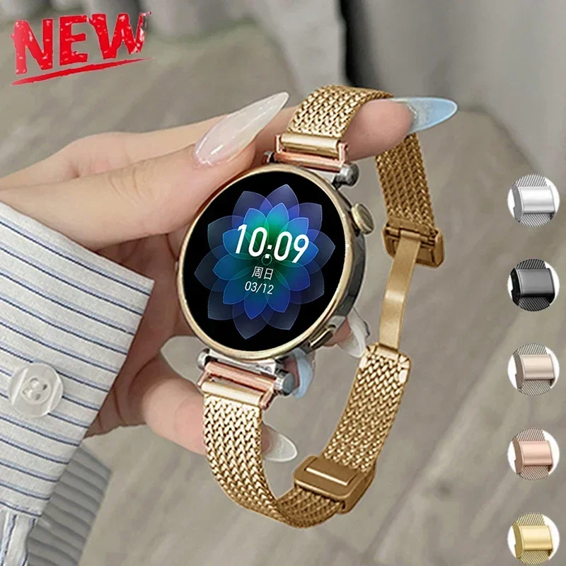 20 22 مللي متر حزام مغناطيسي معدني فاخر لساعة سامسونج جالاكسي 4 44 40 مللي متر 5pro active2 جير s3 سوار لساعة هواوي gt2/3 حزام