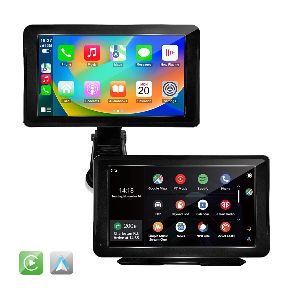 7-Zoll-Auto-Display-Monitor, kabellos, tragbar, Carplay, Android, Auto, MP5, Autoradio, Stereo-Player mit GPS-Navigation