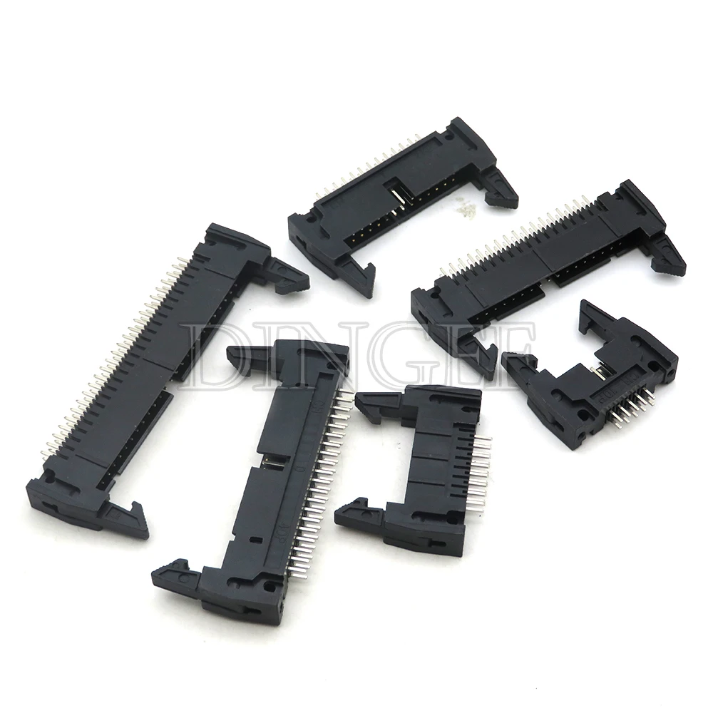 5PCS DC2 10/16/20/26/34/40 PIN 2.54MM pitch MALE SOCKET Right angle idc box headers CONNECTOR 10P/20P/40P FOR FC Cable