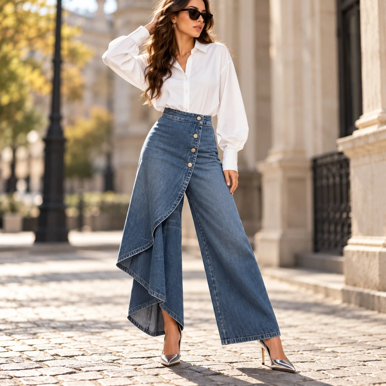 Casual Button Closure Printed Jeans with Digital Print Thick Streetwear Full Length Skinny Mid Waist No Stretch Women Jeans