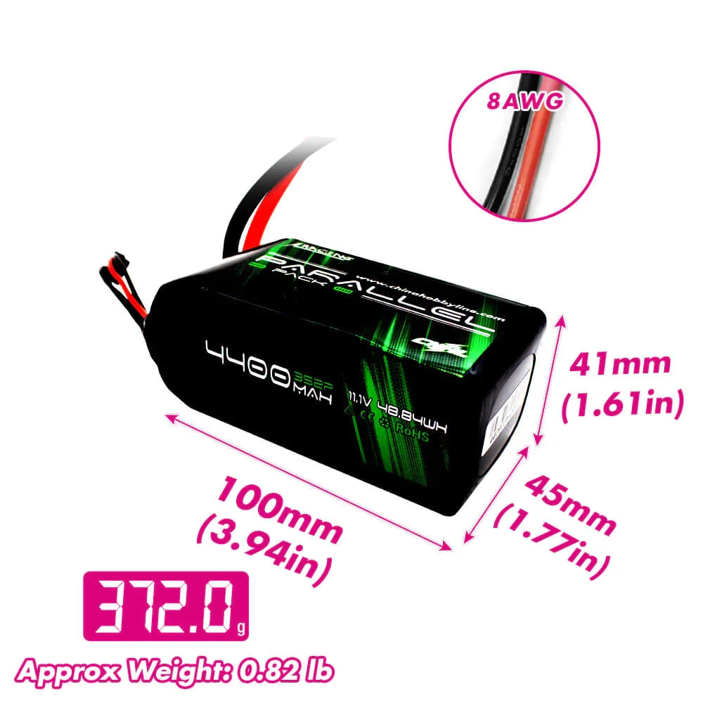 CNHL 2S 3S 7.4V 11.1V Shorty Lipo Battery 4400mAh 6200mAh 90C Soft Pack with 8awg Copper Wire for RC Car Boat Truck Airplane