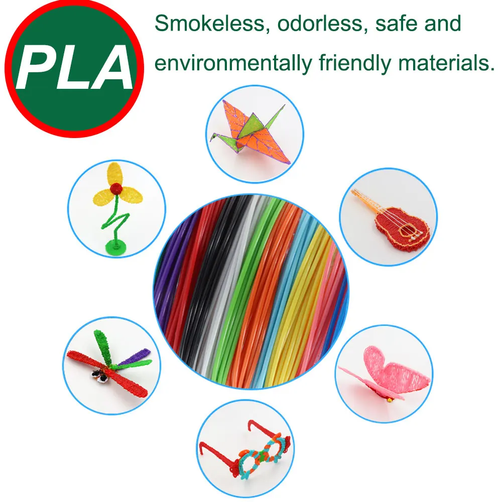 PLA Filament For 3D Pen Printing 10 20 30 Colors Diameter 1.75mm 200M Odorless Safe Plastic Refill for 3D children Printing Pen