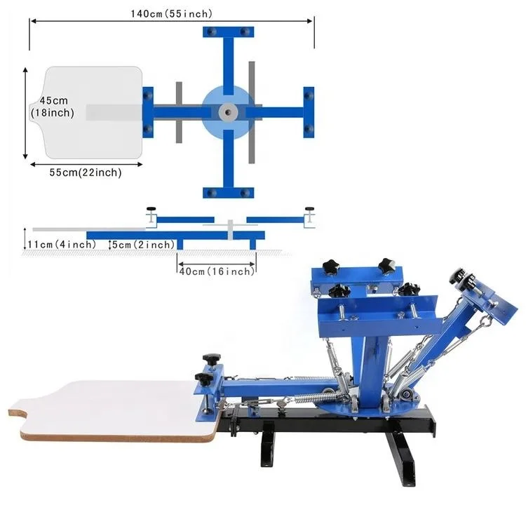 2021 Hot Selling 4 Color 1 Station Silk Screening Screenprint Machine Portable Press Screen Printing Machine