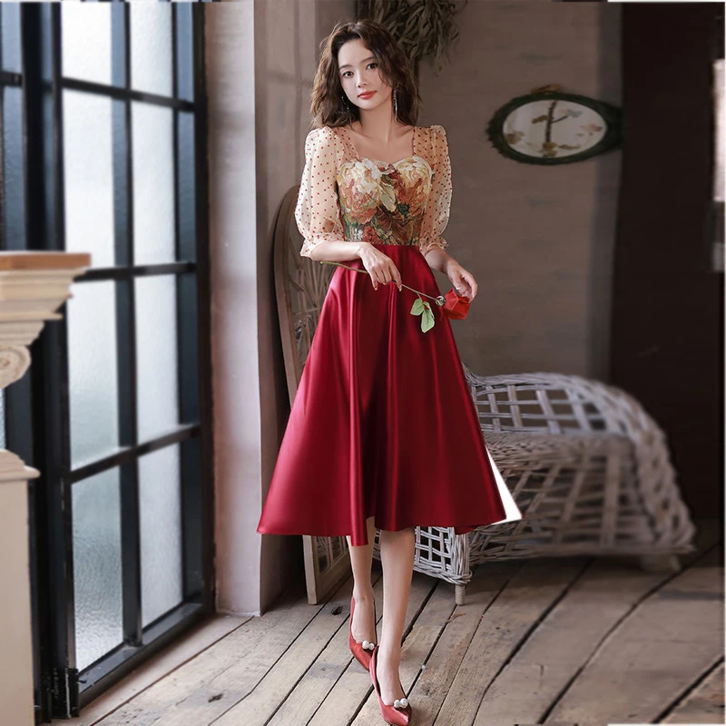 

2024 French Elegant Midi Dresses Korean Fashion Evening Party Dress Females Wedding Vintage Sundresses Women Summer Chic Robe