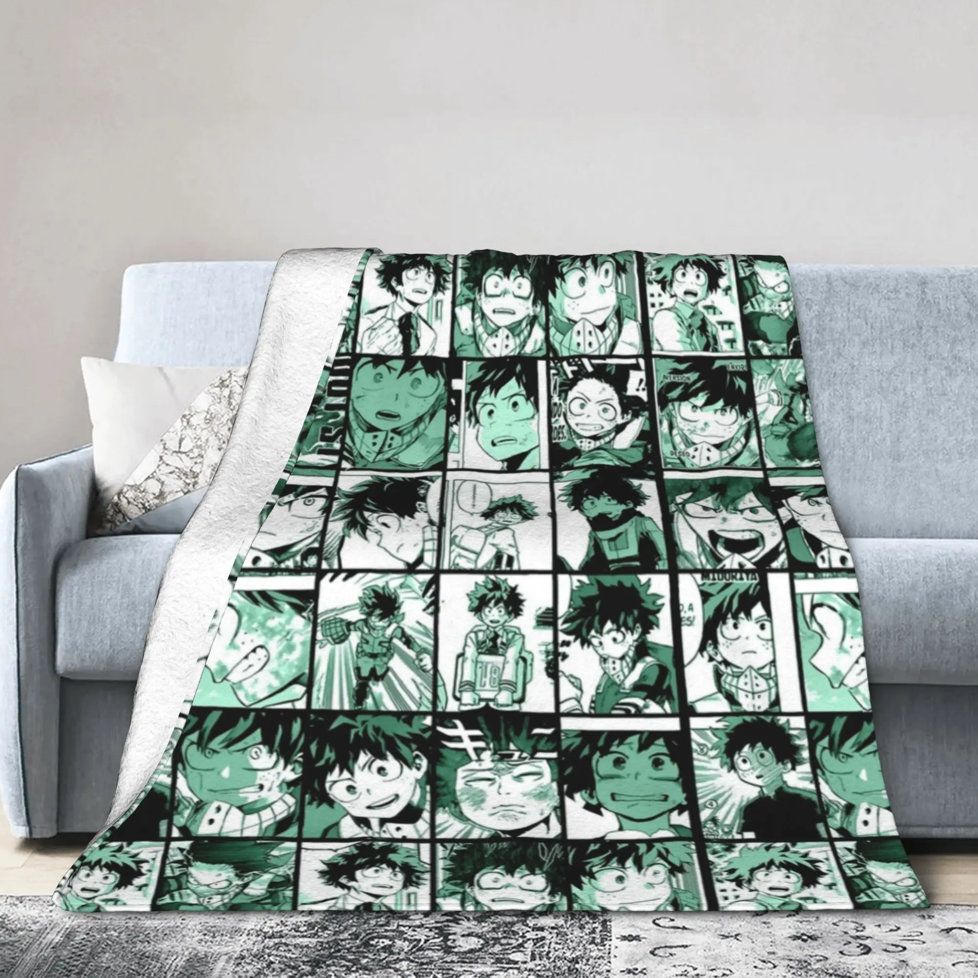 My Hero Academia Midoriya Izuku Collage Blanket Cover Flannel  Soft Throw Blanket for Bedroom Sofa Bedspread
