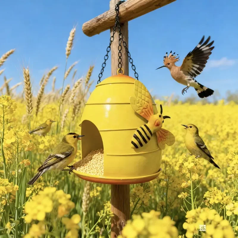 for Bird Food Basin Outdoor Hanging Feeder Garden Hummingbird Iron Bird House Art Modeling Decoration