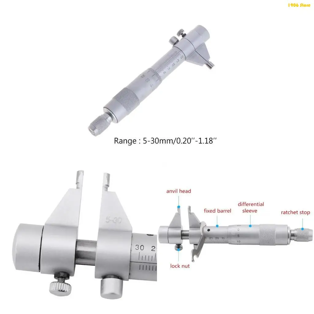 U1JB Inside Micrometer Set Internal Diameter Gage Gauge Hole Bore 5-30mm 0.01mm Accurate + Wrench + Calibration Ring