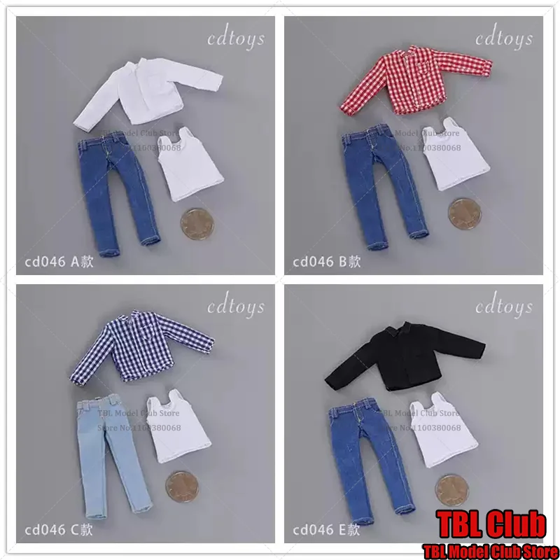 

In Stock cdtoys cd046 1/12 Scale Tank Top Shirt Jeans Spring Slim And Minimalist Style For 6-inch Action Figure Male Soldier
