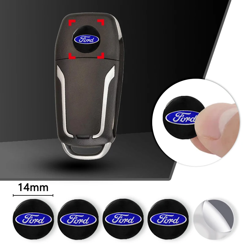 14mm Car Control Key Logo Sticker Accessory for Ford Kuga Transit Ecosport ESCORT Fiesta Mk7 Focus Ranger Mondeo Mustang Transit