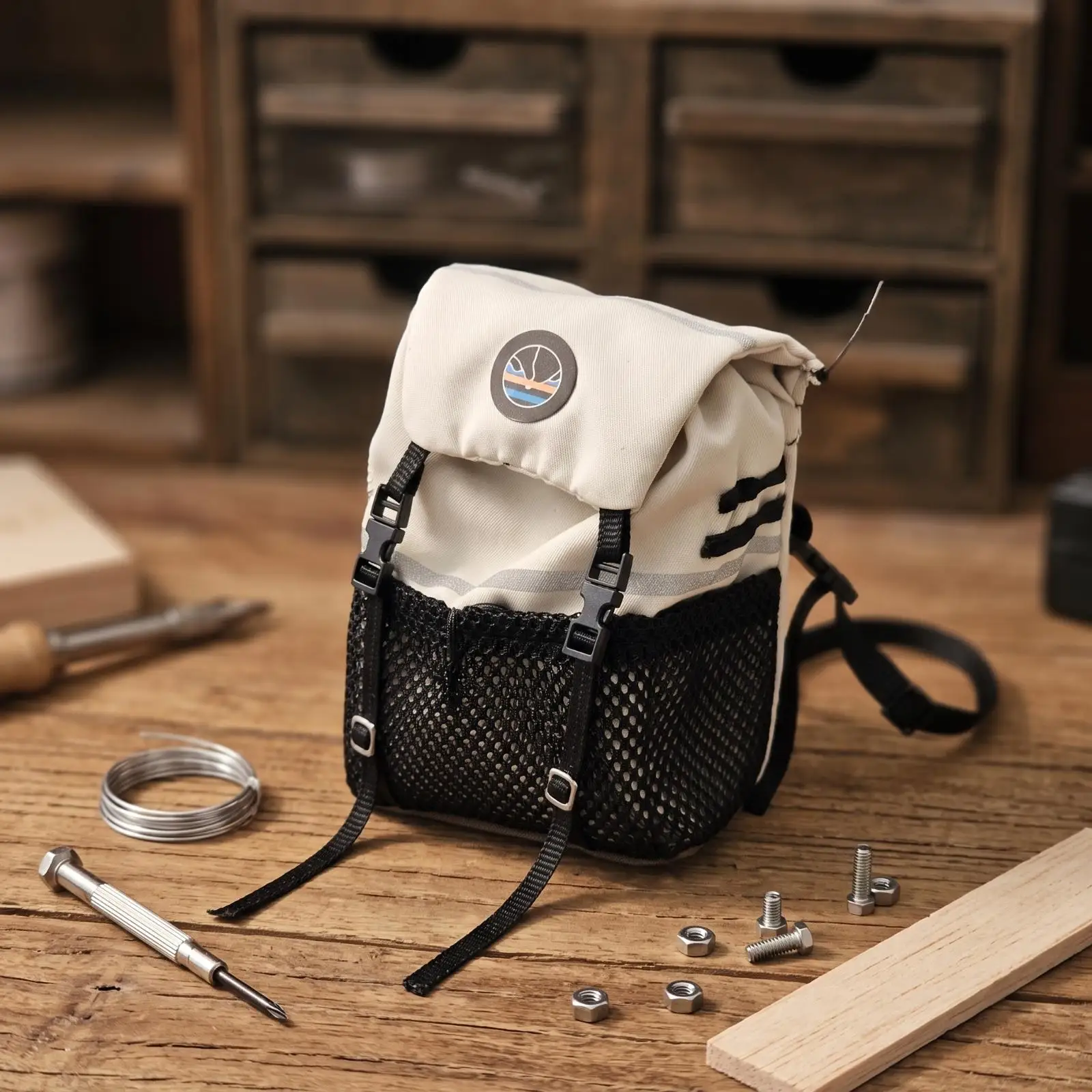 Mini Backpack with Mesh Pocket Decorative Miniature Backpack Cute Scale Storage Bag for Hobbyists, Collectors, Hobby Scene,