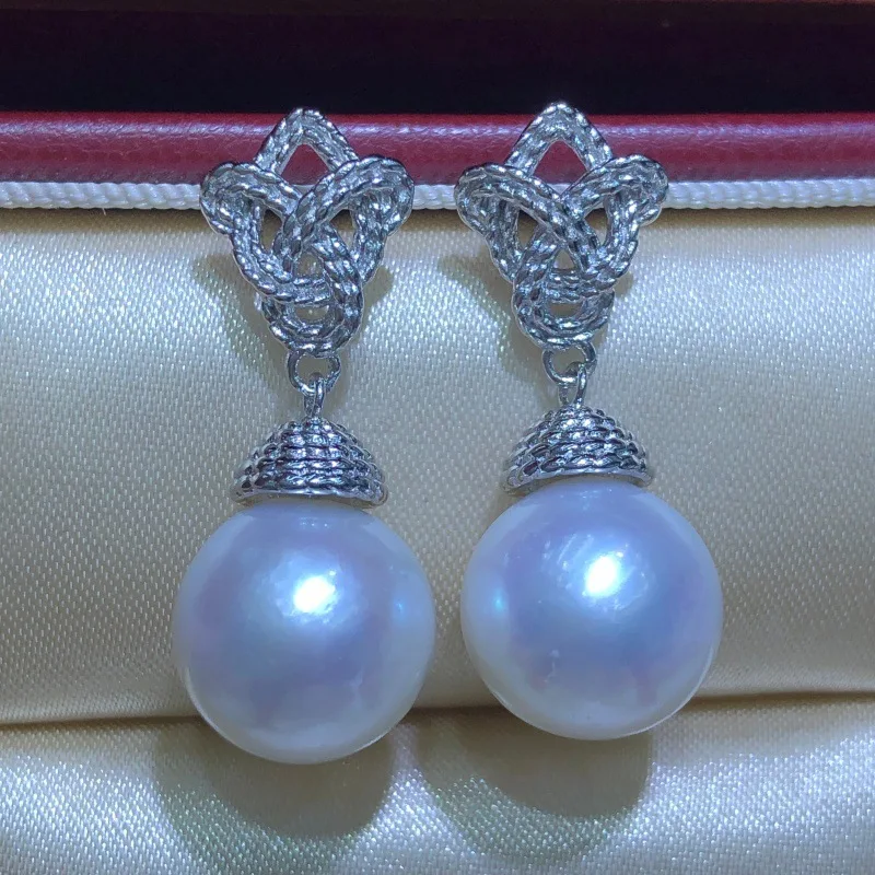 Wholesale S925 Sterling Silver Earrings Mount Findings Settings Base Mounting Parts Accessory for 10-14mm Pearls 5 pairs/lot