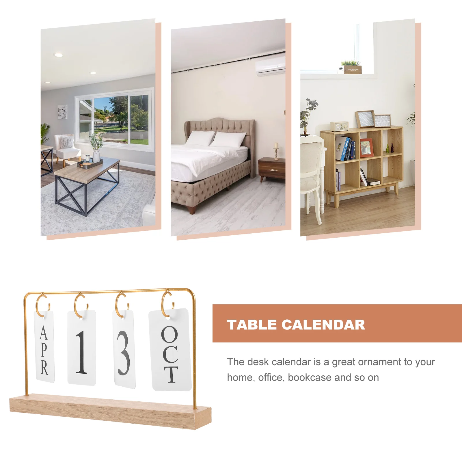 

Flip Calendar Desk Planner Creative Iron Reusable Table Home Office Decorative Standing Perpetual Calendars Stylish Wooden Paper