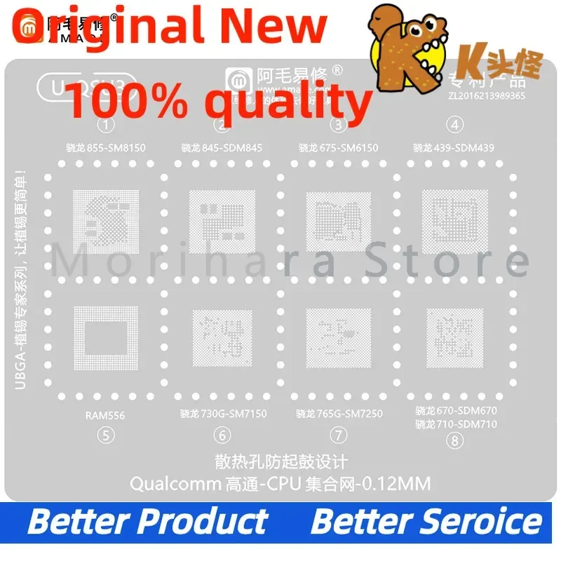 Шаблонная станция трафарета для реболлинга BGA для SM8150 SM6150 SM7150 SM7250 SDM845 SDM439 SDM670 SDM710, пластина позиционирования оперативной памяти процессора