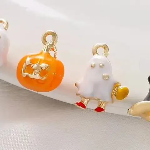 14K Gold-Wrapped Wizard Hat Ghost Pumpkin Head Pendant for DIY Earrings And Bracelet Making Christmas Piao Piao Access
