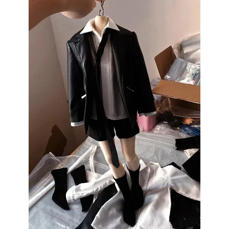 1/4 人形の服スーツ 45 センチメートル Bjd 人形用コート + シャツ + ショートパンツ + 蝶ネクタイ + 靴下ハンサムなドレスアップままごと人形アクセサリー、人形なし