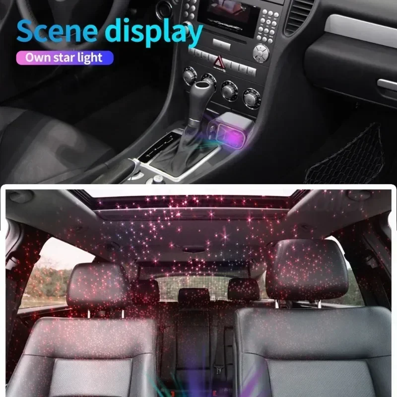 อัพเกรด Retractable Car Charger 120W 4 in 1 Retractable Car USB Charger พร้อม 2 USB C Lightning สาย Starlight ในหลังคารถ