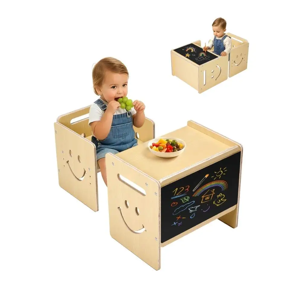 

Toddler Weaning Table Chair Set Educational Blackboard Wood Toddler Desk