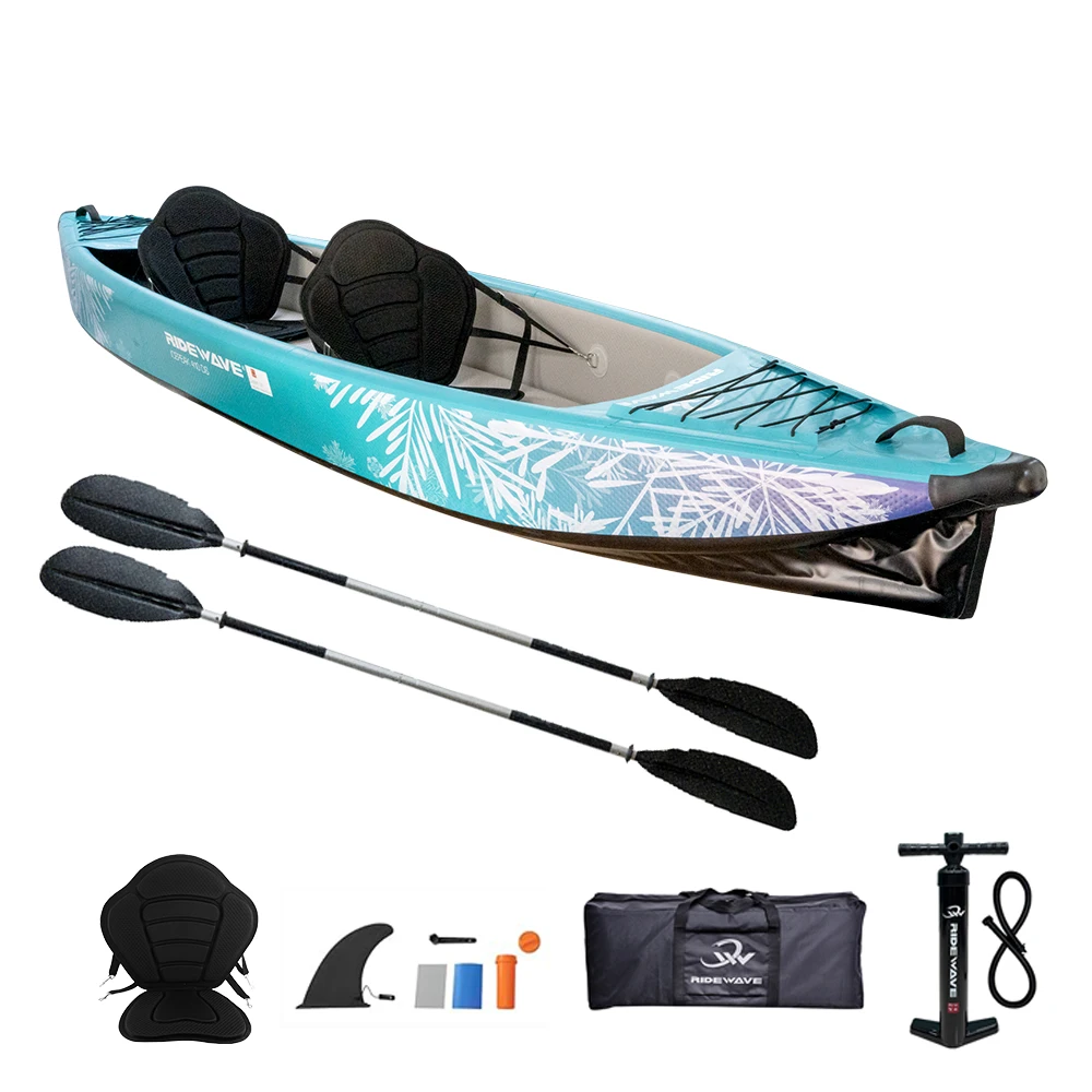 PVC with Aluminum Oars for Ocean Travel Long Distance Touring Stable 2 Person Tandem Inflatable Kayak