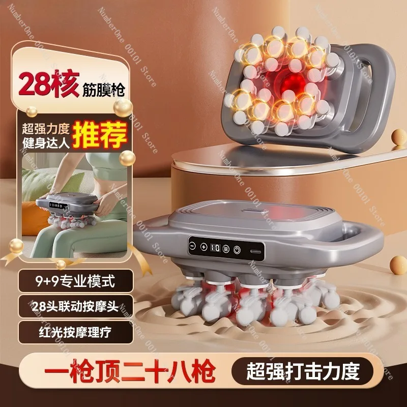 Professional 28 Head Massage Gun Deep Tissue Muscle Massager Multi Attachment Electric Fascia Gun Percussion Neck Shoulder