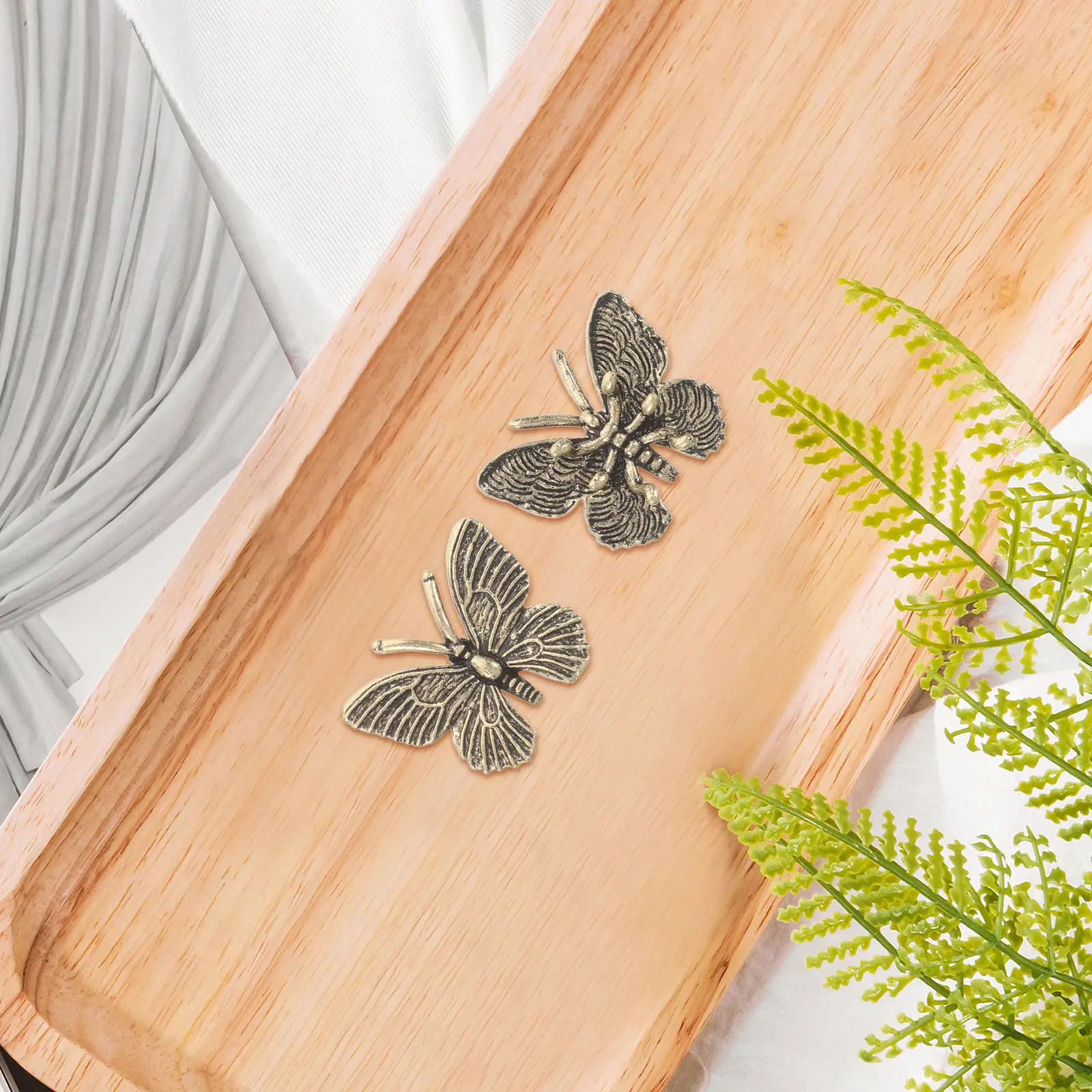 4Pcs Mini Brass Butterfly Tea Pet Retro Vintage Sculpture Paperweight Animal Butterfly Sculpture