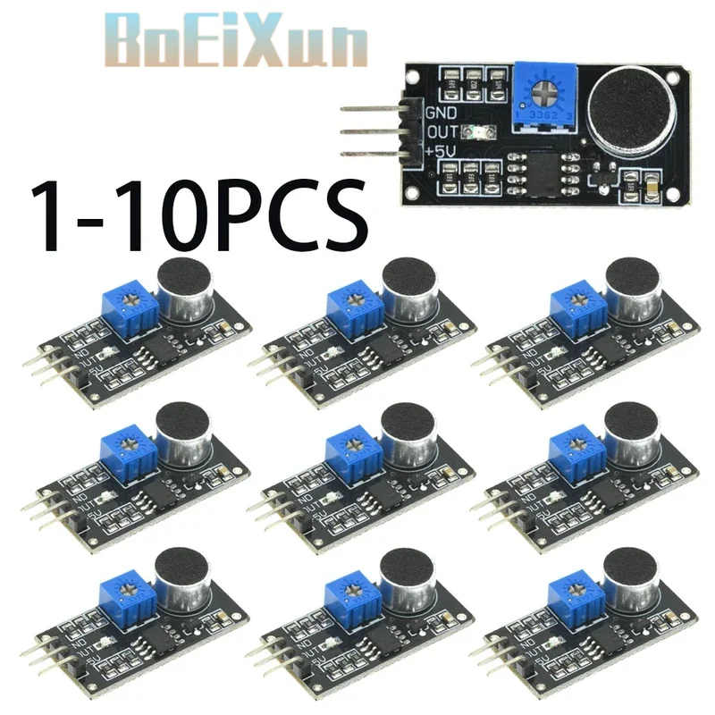 1-10PCS Sound Sensor Module 3 Pin Voice Sound Detection Sensor Amplifier LM393 Electret Microphone DIY Kit
