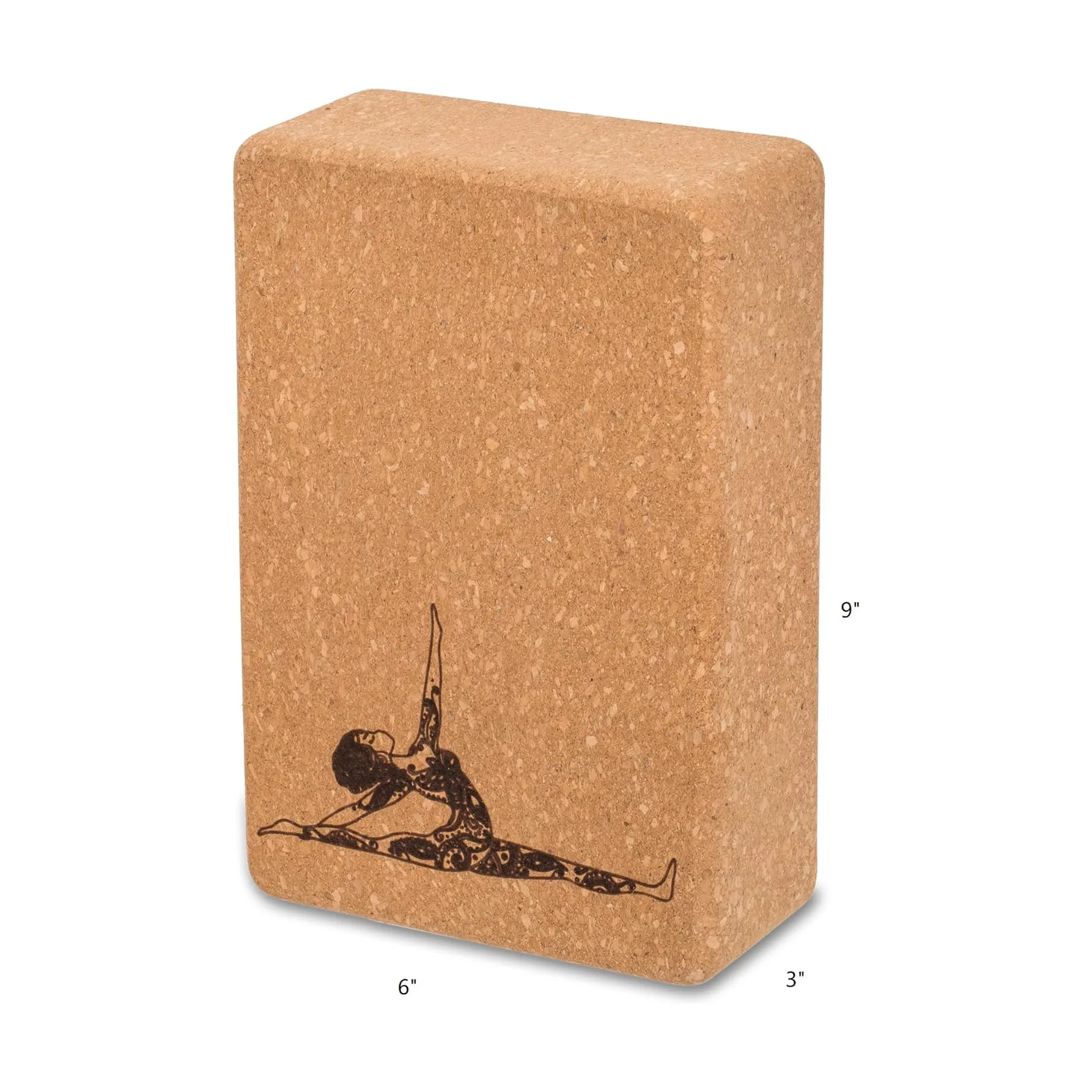 100% Natural Cork Yoga Block - Non-Slip High-Density Pilates Brick