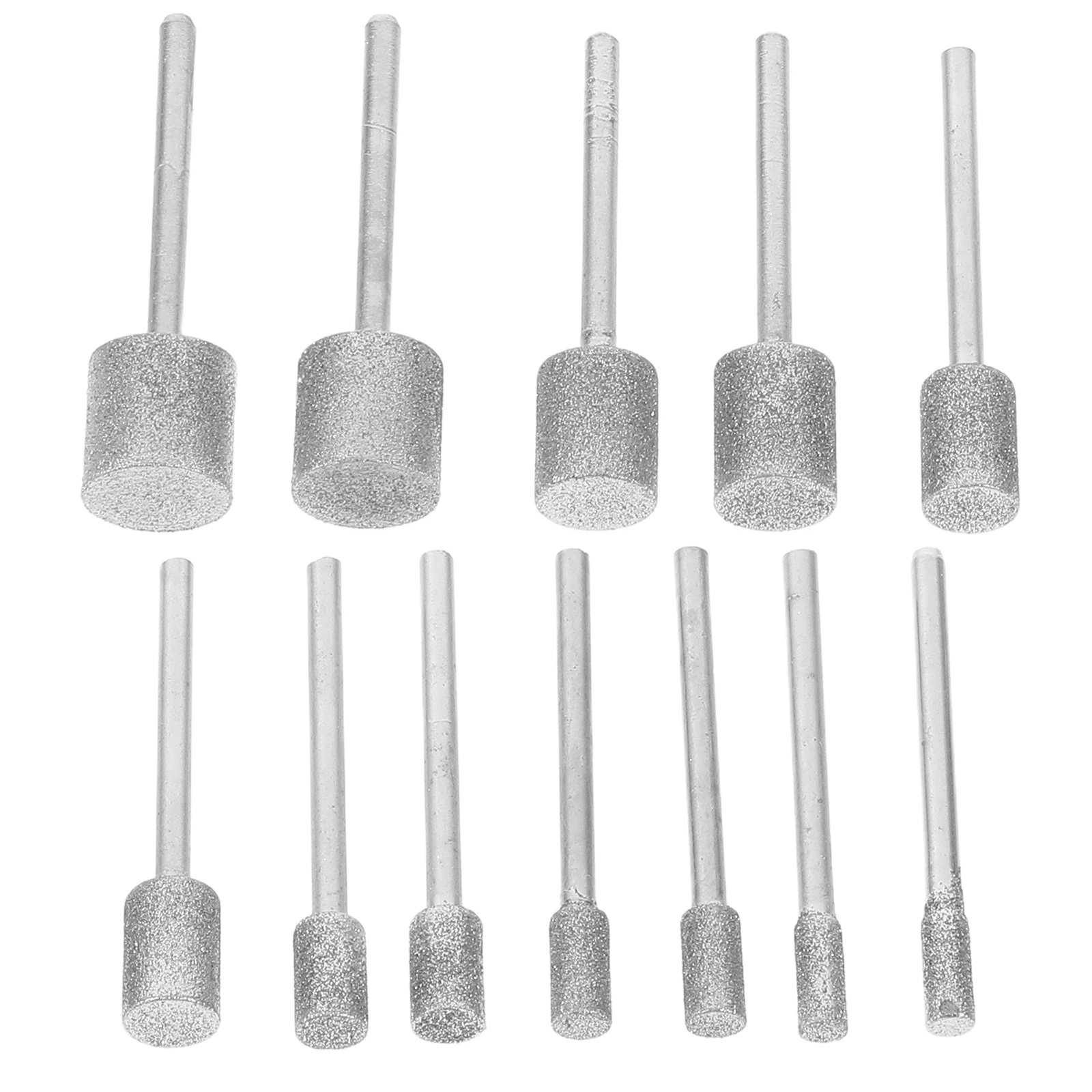 

12 pcs Diamond Grinding Heads Silver Alloy Drill Bits Replacement For Stone Rock Carving Engraving Rotary Die Grinder Bits Glass