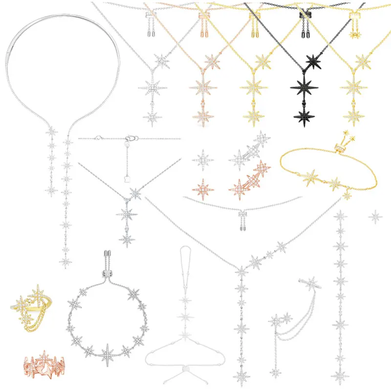 

Eomm стерлингового серебра 925 пробы, кольцо со звездой и метеором, серьги, браслет, ожерелье, женский классический роскошный шарм, модные ювелирные изделия на годовщину, подарок